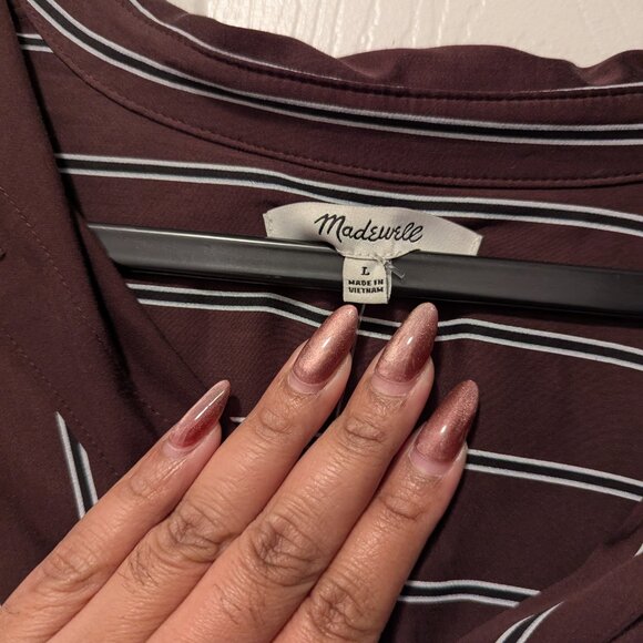 Madewell Oversize Satin Boyfriend Button-Up Shirt - Picture 9 of 9